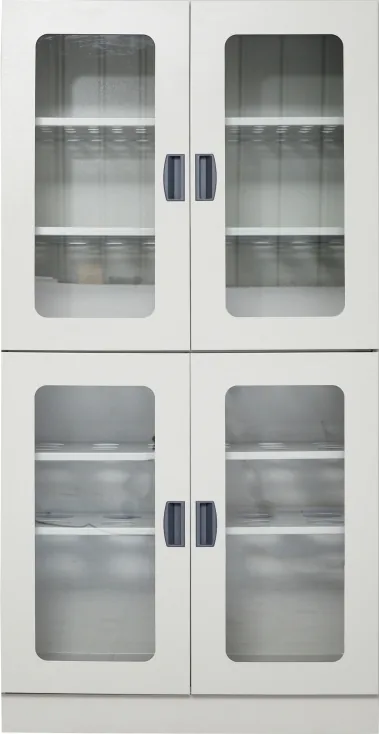 Steel laboratory labware cabinet with glazed doors
